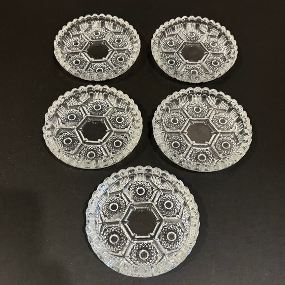 Vgt MCM Action Industries Hobstar Pressed Glass Individual Relish Dish - Picture 1 of 4